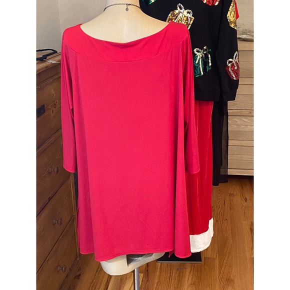 Chicos Red‎ Boat Neck 3/4 Sleeve Flowy Top Shirt Women's Size 2 - Picture 8 of 12